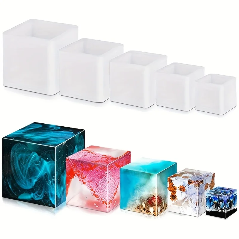 Resin Art Case - 5 pcs Square Resin Mold Silicone,